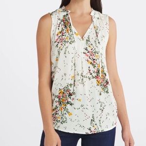 Ava Tie Neck Floral Sleeveless Blouse